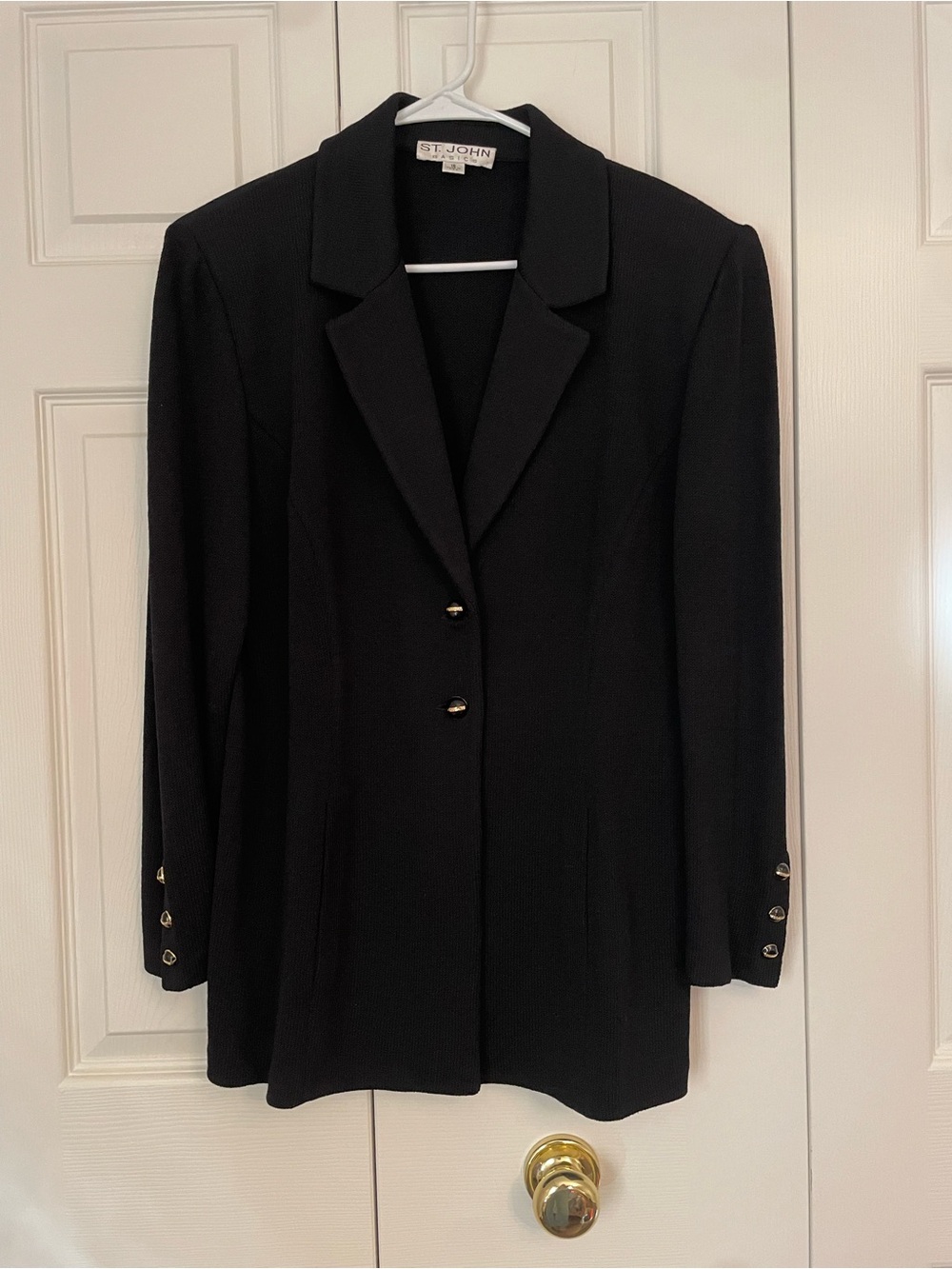Vintage St. John Black Santana Knit Blazer Jacket 16